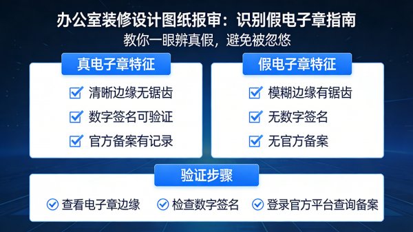 辦公室裝修設計圖紙報審注意了：教你一眼識別假電子章，避免